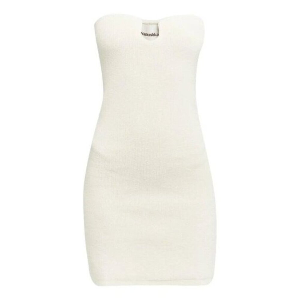 Nanushka Dress Mini Beige Ecru Textured Size M